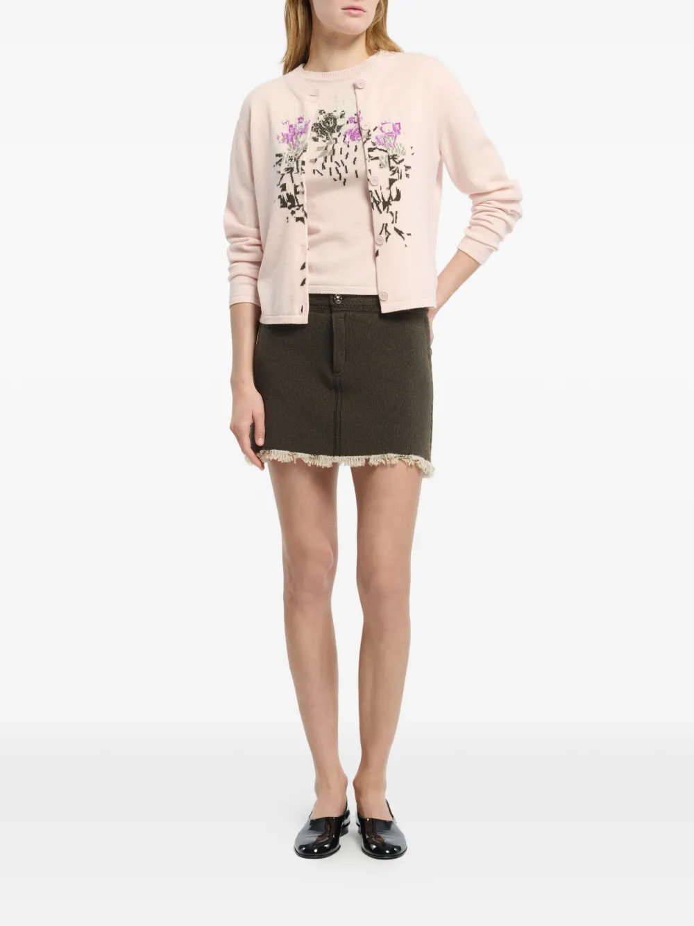 Barrie Kasjmier vest met bloemenpatroon Roze