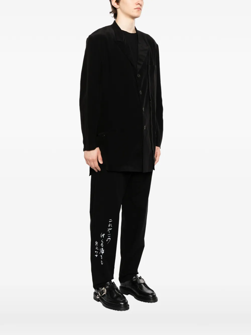 Yohji Yamamoto Jas met enkele rij knopen Zwart