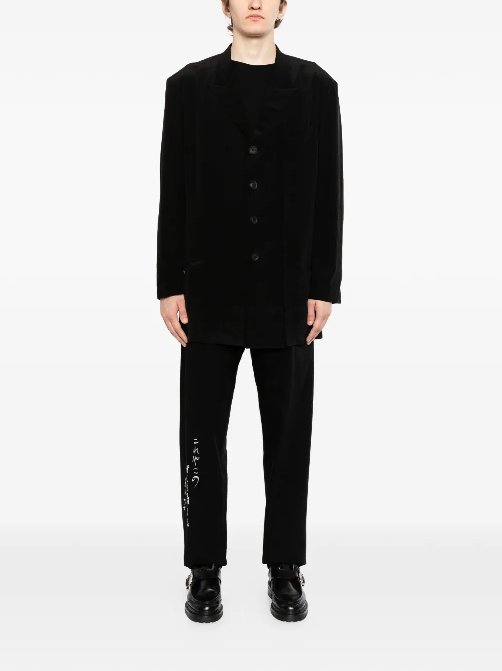 Yohji Yamamoto Jas met enkele rij knopen Zwart