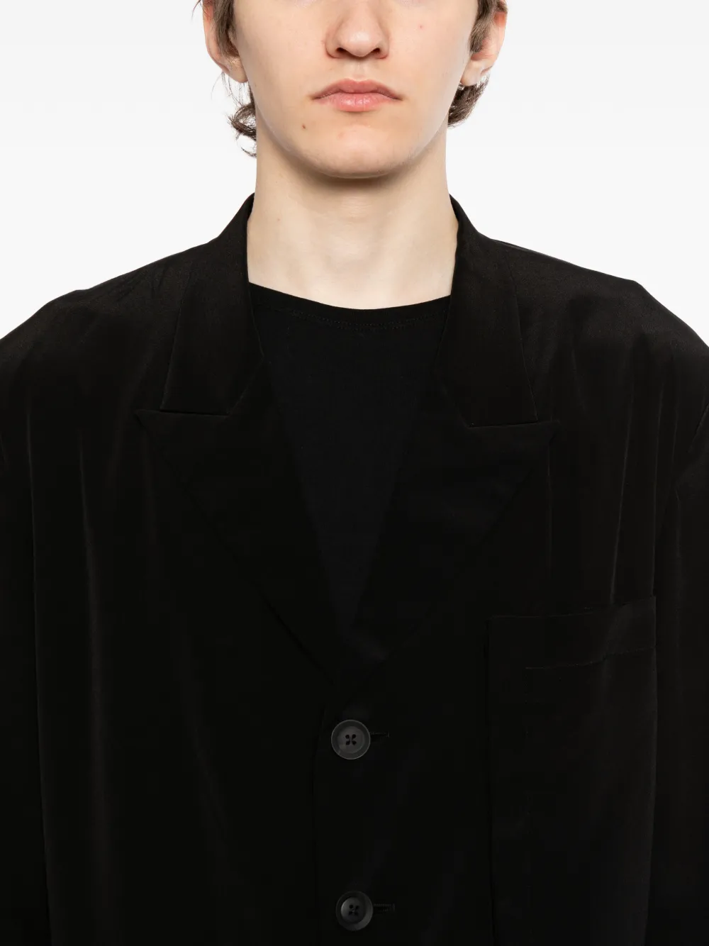 Yohji Yamamoto Jas met enkele rij knopen Zwart