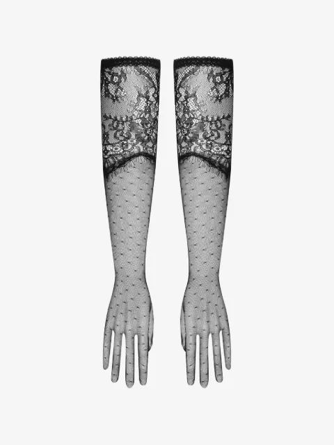 Maison Close Gants opéra lace polka-dot gloves