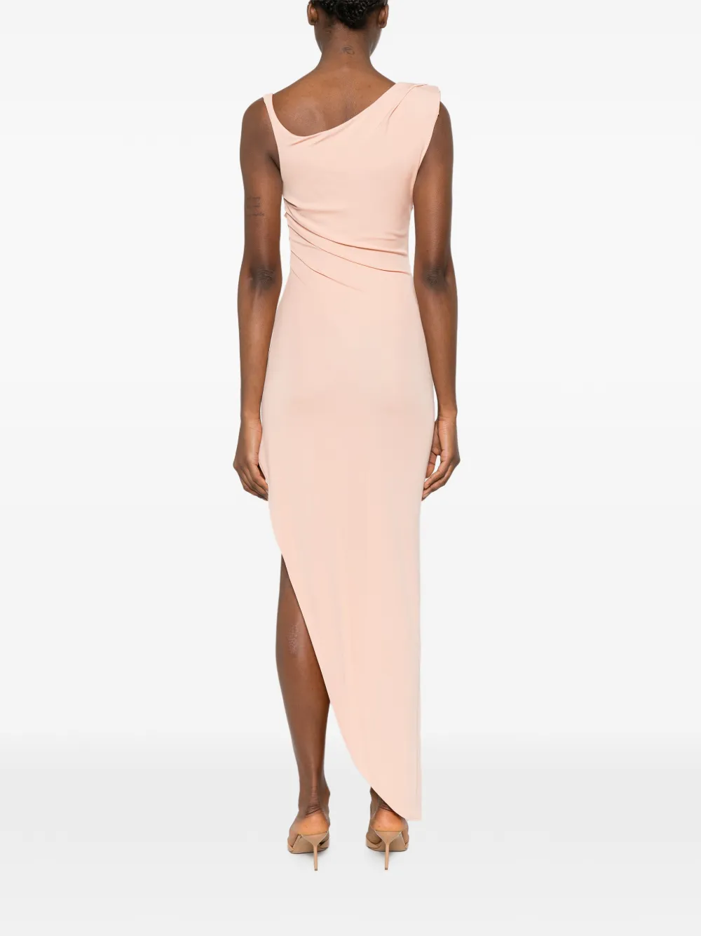 Elisabetta Franchi Asymmetrische midi-jurk Beige