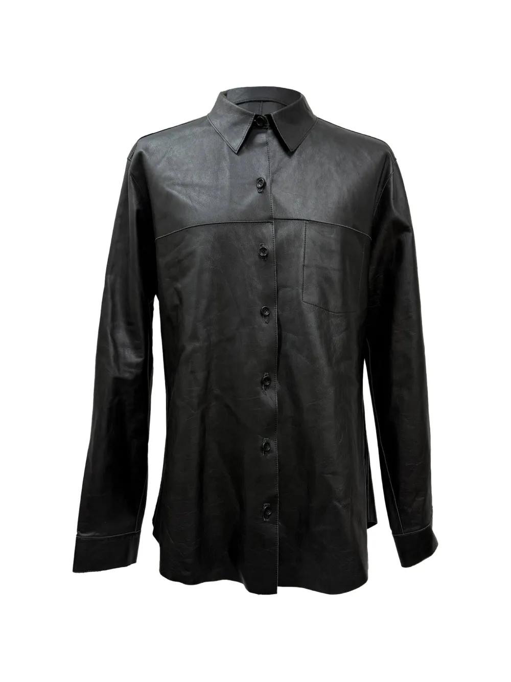 Kenzo Pre-Owned button-down leather overshirt - Nero