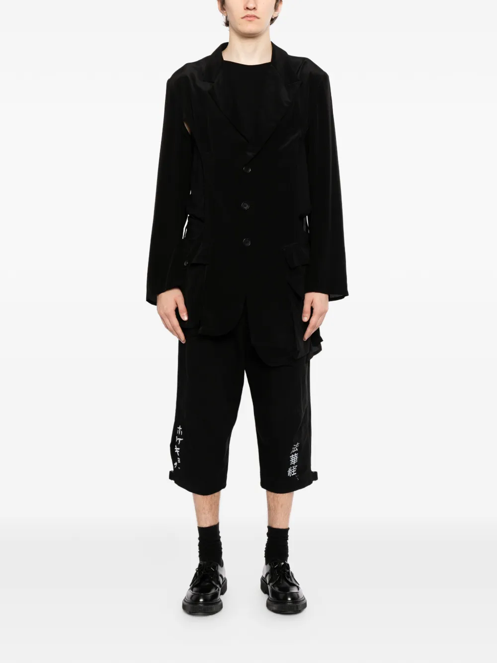Yohji Yamamoto Broek met grafische print Zwart