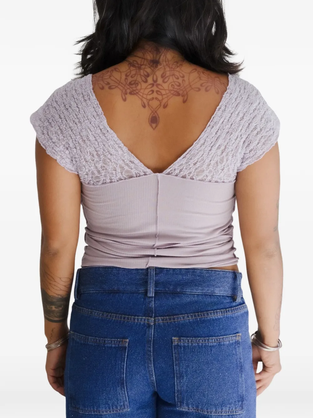  Baserange Nehru V-neck Top - Purple 
