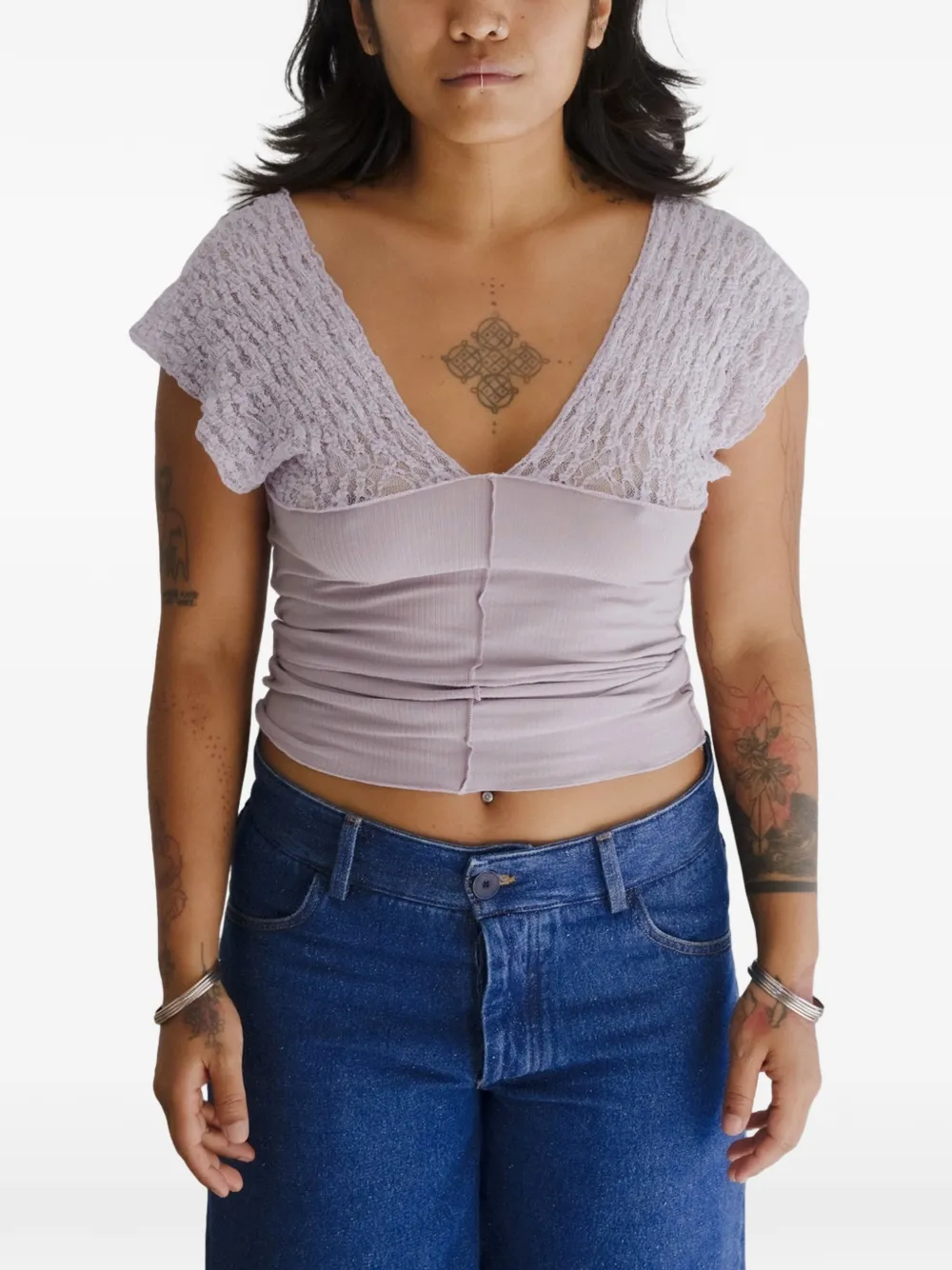 Baserange Nehru V-neck top - Viola