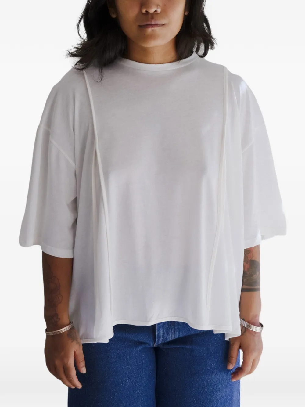 Baserange Mul piping T-shirt - Bianco