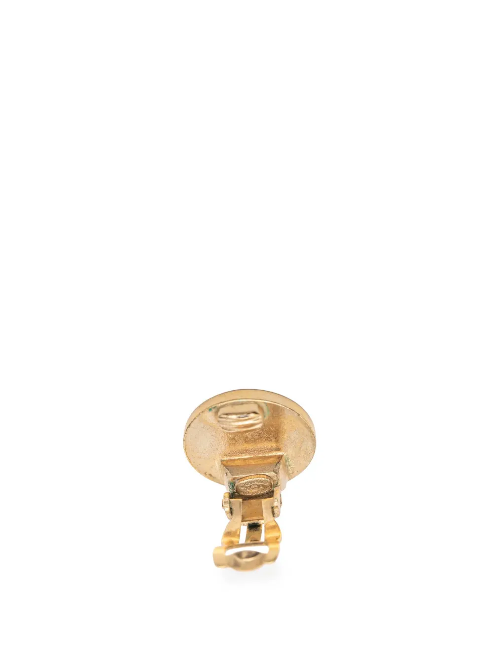 2000 Gold Plated And Enamel Cc Round Button Clip On Earrings Costume Earrings