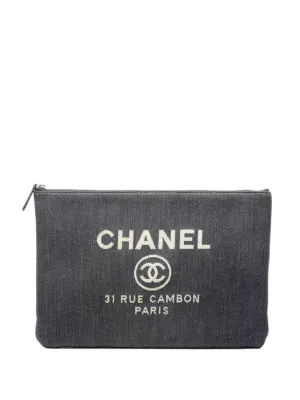 CHANEL Pre-Owned 2018 ラージ ツイード ドーヴィル O ケース クラッチ