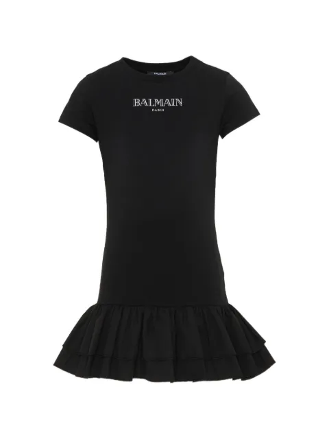Balmain Kids ruffled short-sleeved dress