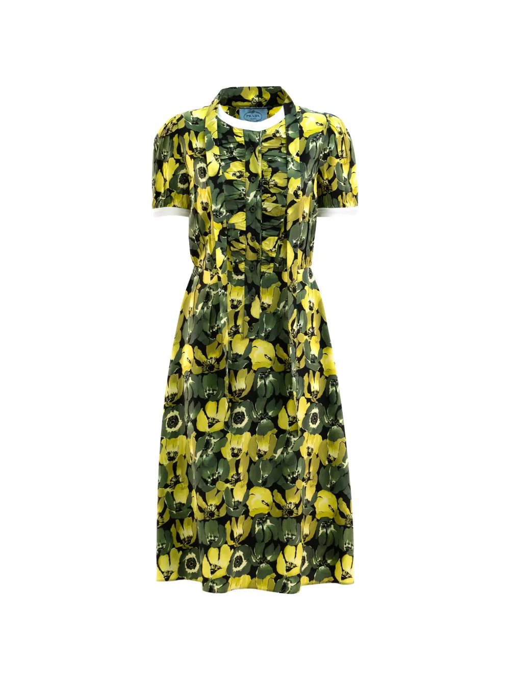 Prada floral-print midi dress - Gelb