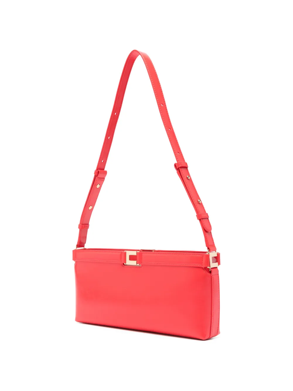  Elisabetta Franchi Naplak Hardware Leather Satchel - Red 