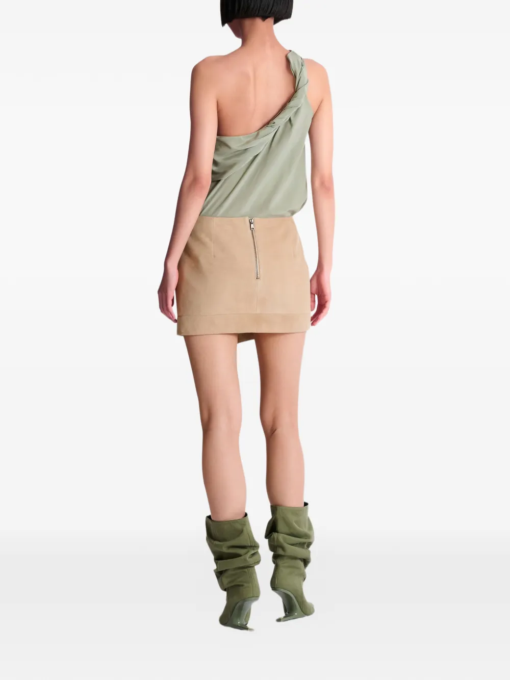 Balmain Suède mini-rok Beige