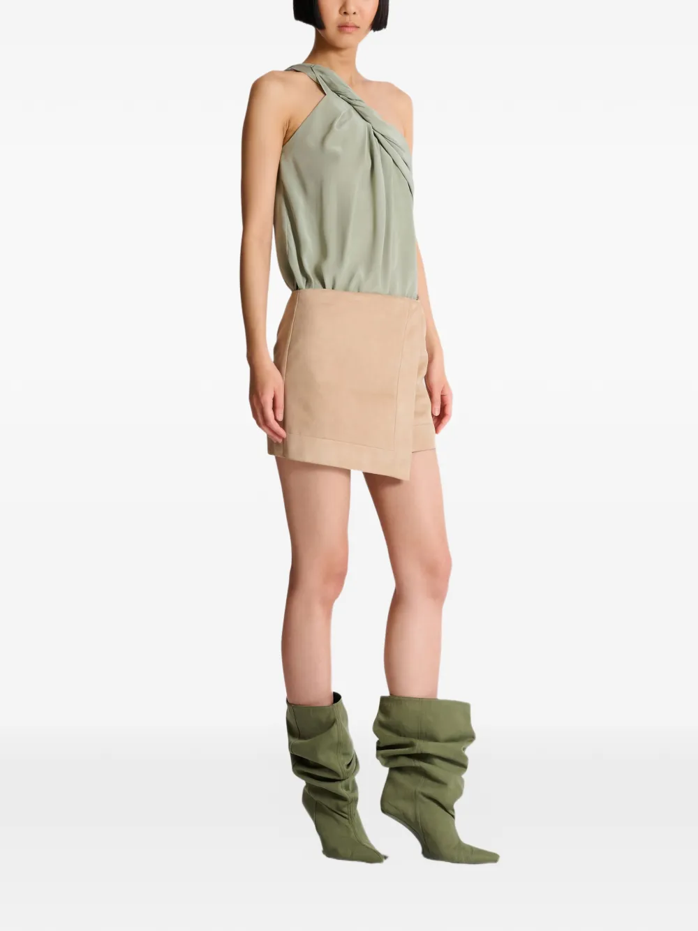 Balmain Suède mini-rok Beige