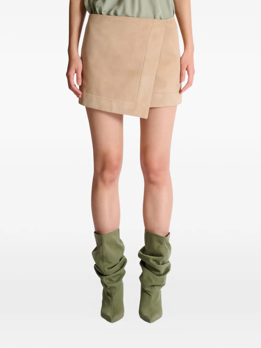 Balmain Suède mini-rok Beige