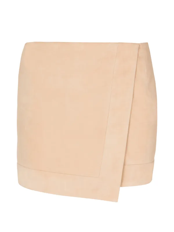 Balmain Suede Wrap Skirt in Neutrals