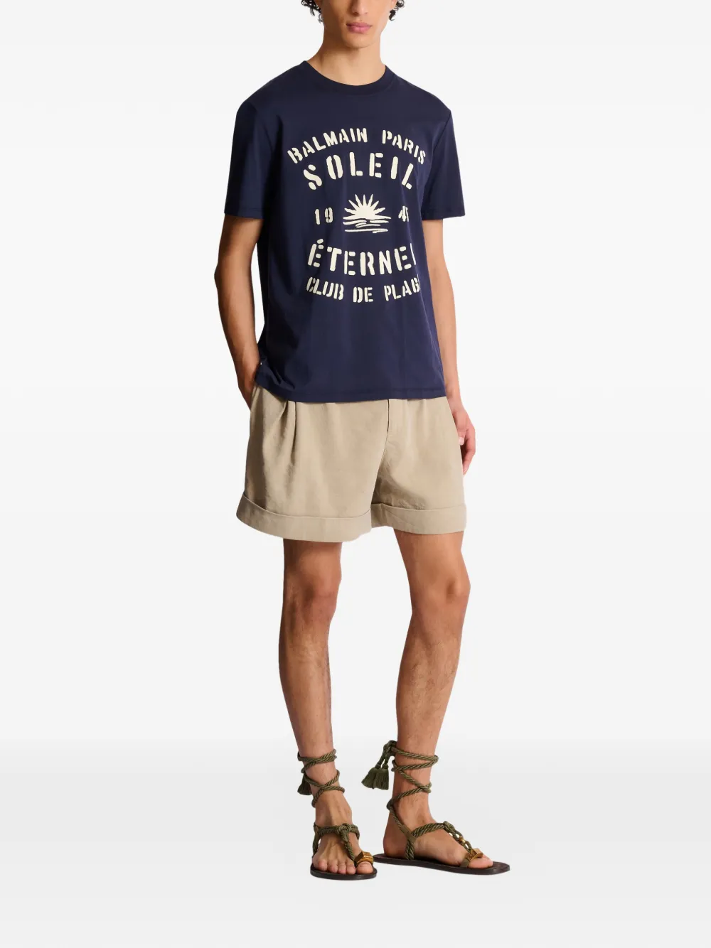 Balmain T-shirt met ronde hals Blauw