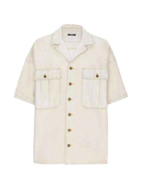 Balmain topstitched short-sleeve shirt