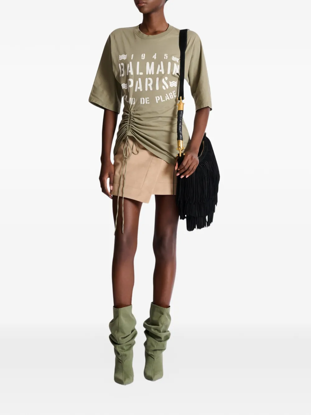 Balmain T-shirt met trekkoord Groen