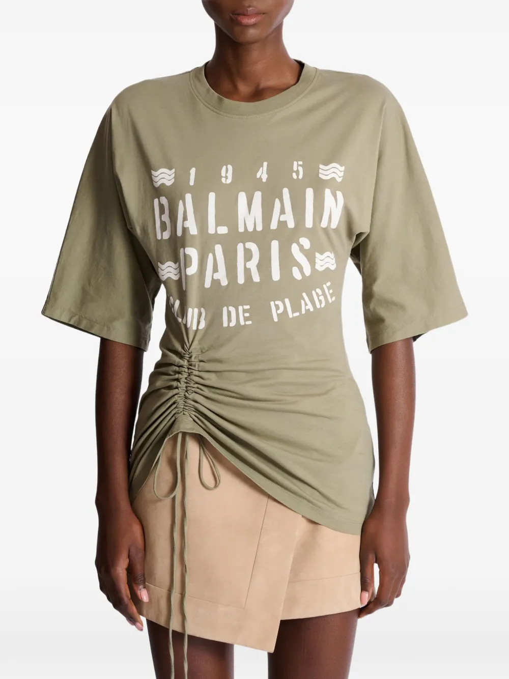 Balmain T-shirt met trekkoord Groen