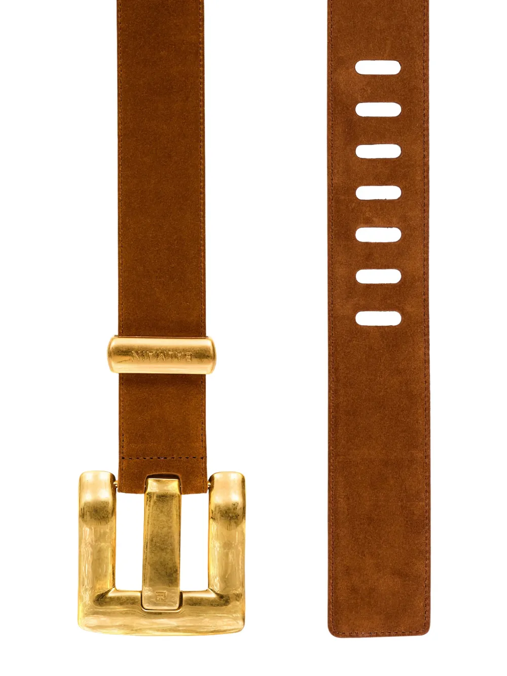  Balmain Anthem Calf Suede Belt - Brown 