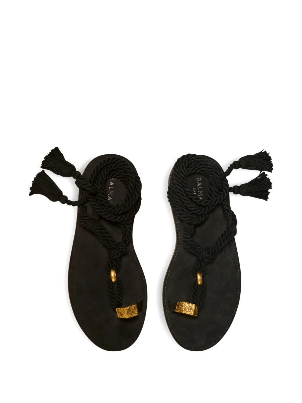 Balmain Platte sandalen met touw Zwart