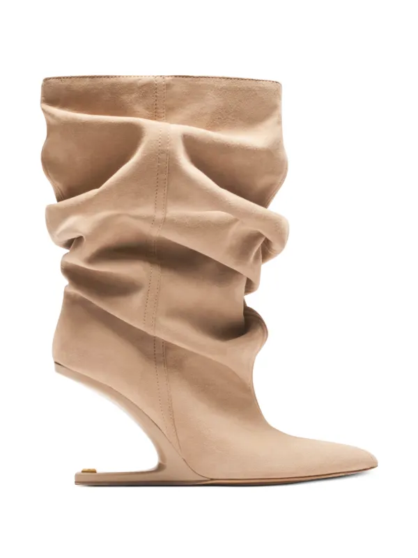 Balmain No Wedge Suede Ankle Boots in Neutrals