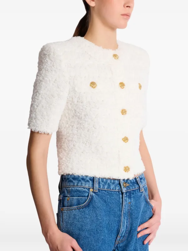 Balmain Cardigan In Dotted Tweed | Neutrals | FARFETCH
