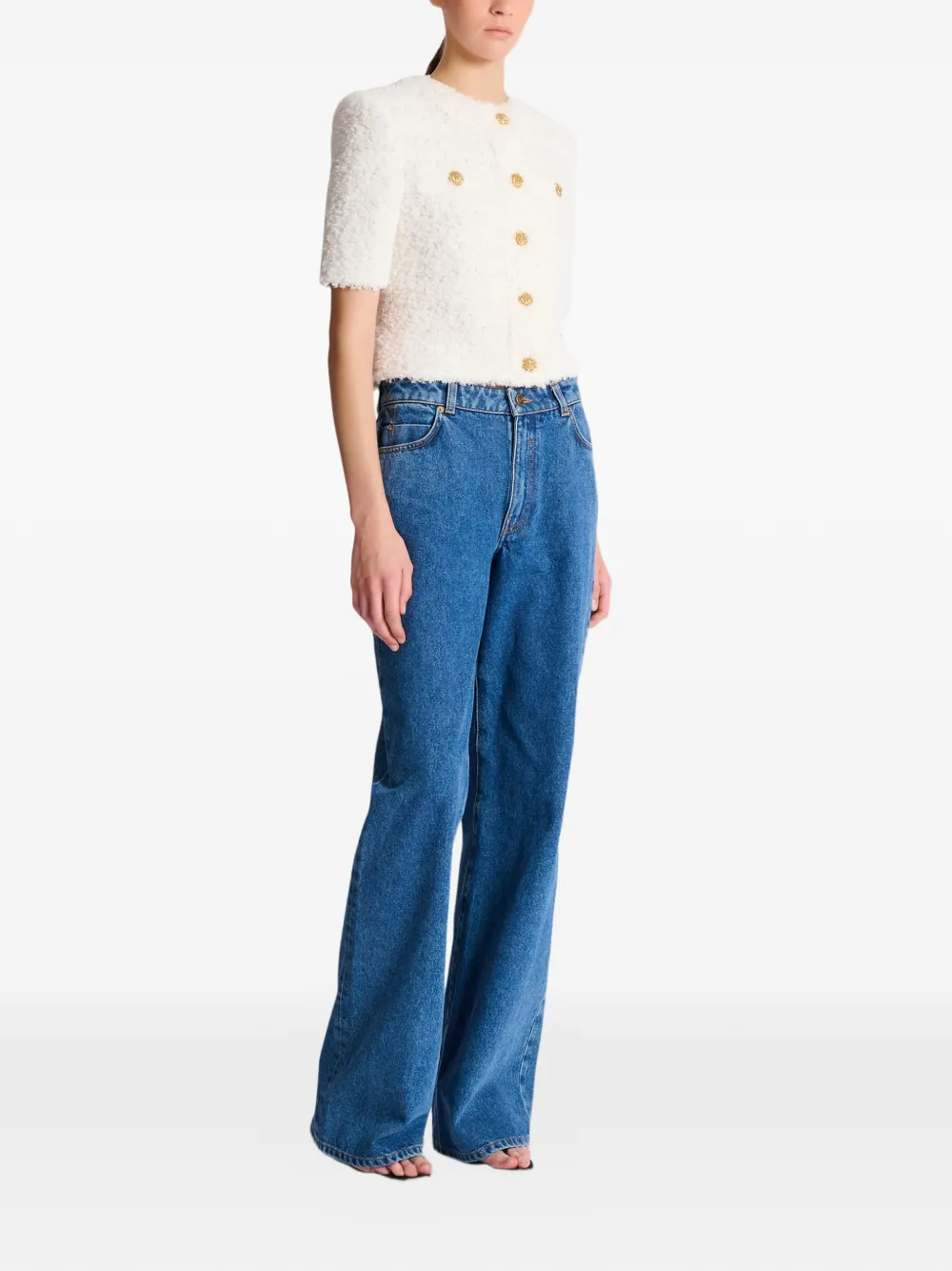  Balmain Short-sleeve Cardigan - White 