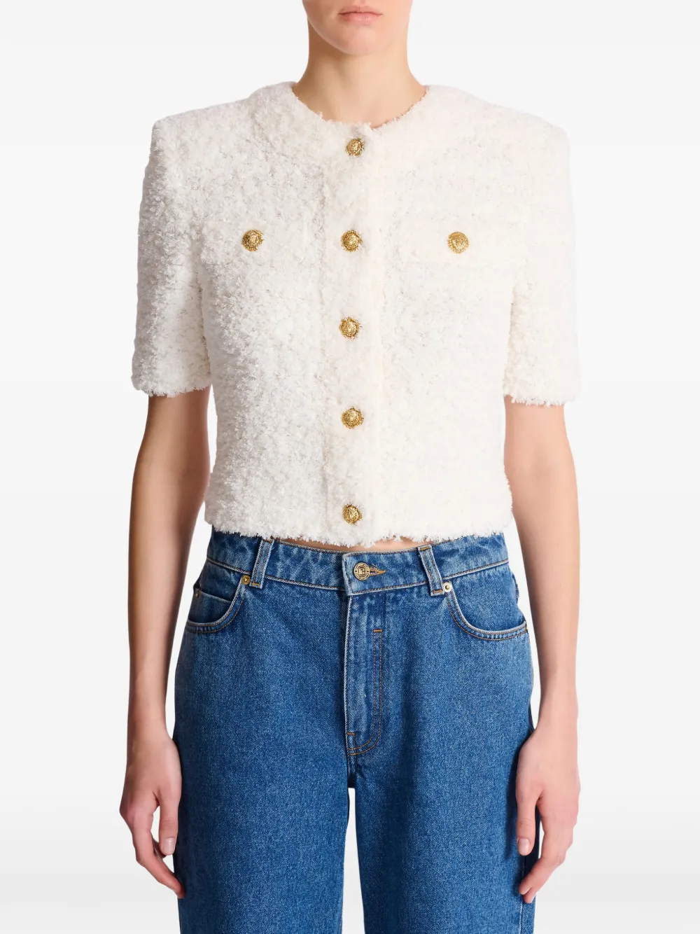 Balmain Tweed vest met stippen Beige