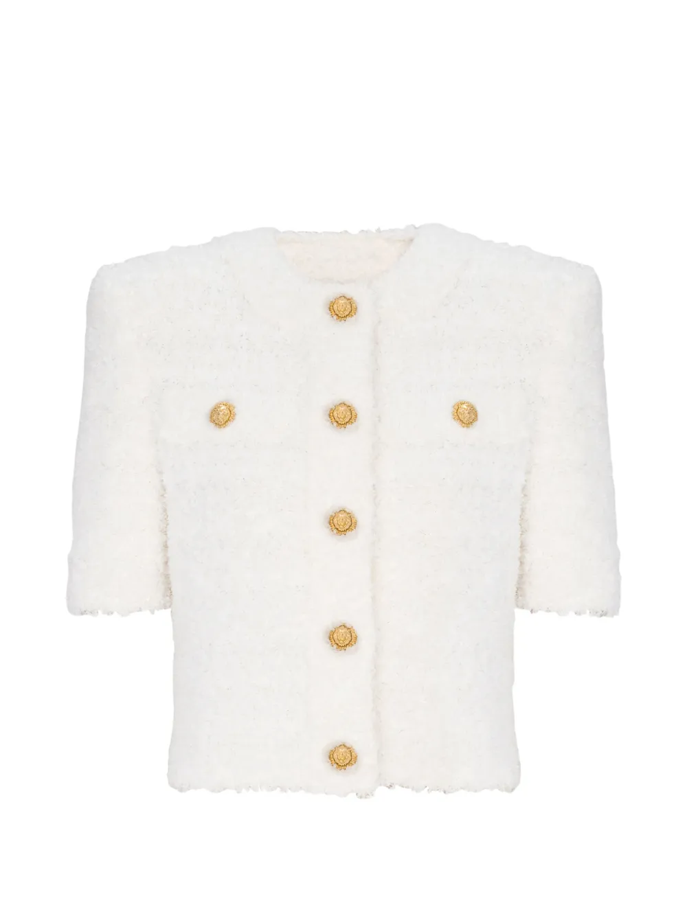 Balmain Cardigan a maniche corte - Bianco