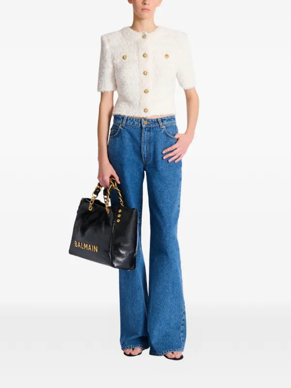 Balmain Cardigan In Dotted Tweed | Neutrals | FARFETCH