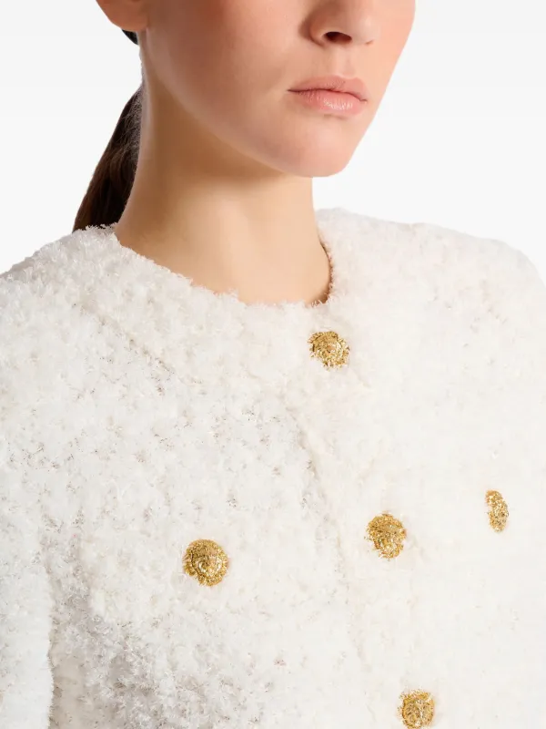 Balmain Cardigan In Dotted Tweed | Neutrals | FARFETCH