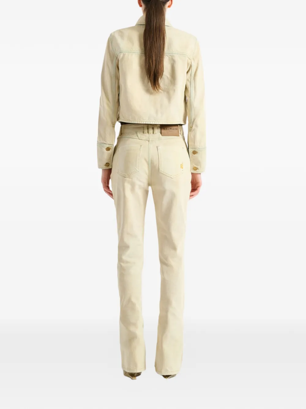  Balmain Faded Denim Jacket - Neutrals 
