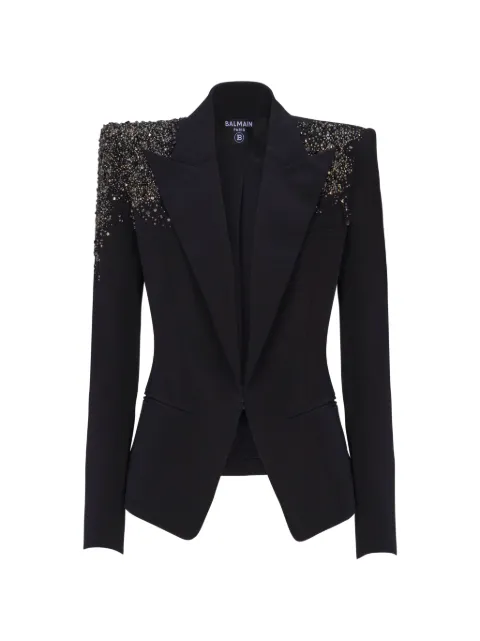 Balmain amethyst embroidered crepe jacket