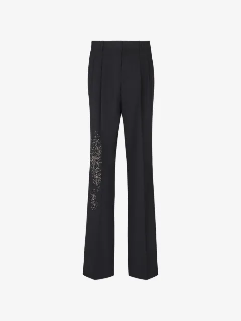 Balmain pleated wool trousers with Sand Effect embroidery