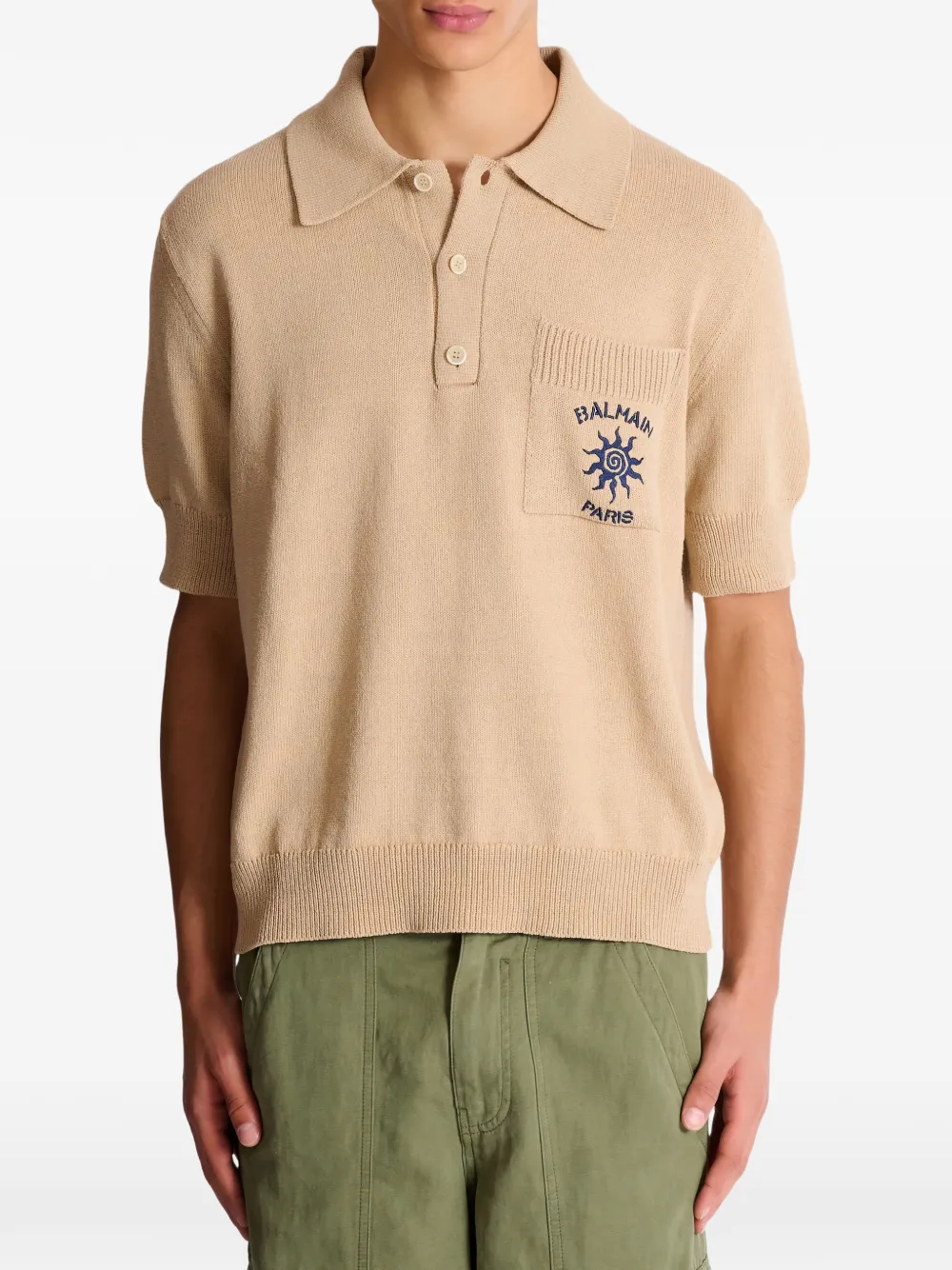 Balmain Gebreid poloshirt Beige