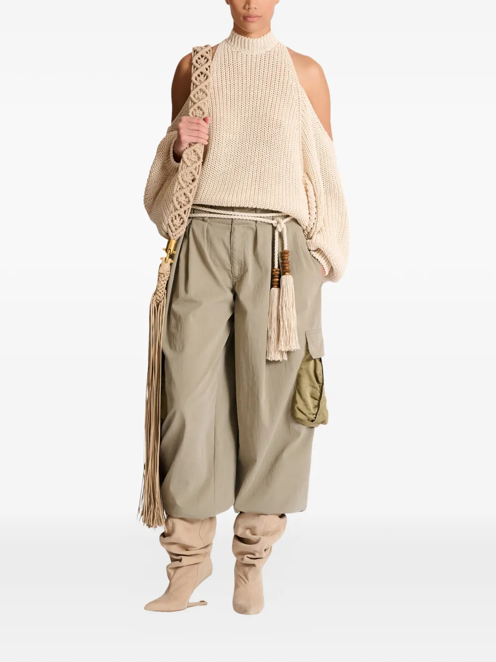  Balmain Open-shoulder Sweater - Neutrals 