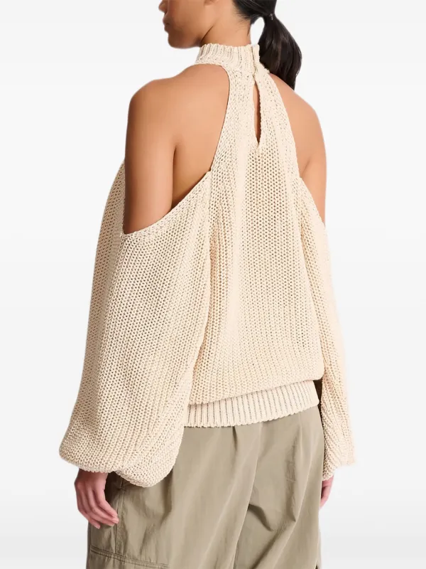 Balmain Cotton Knit open-shoulder Jumper | Neutrals | FARFETCH JO