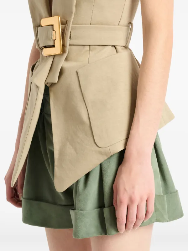 Balmain Belted Gabardine Anthem Jacket | Neutrals | FARFETCH