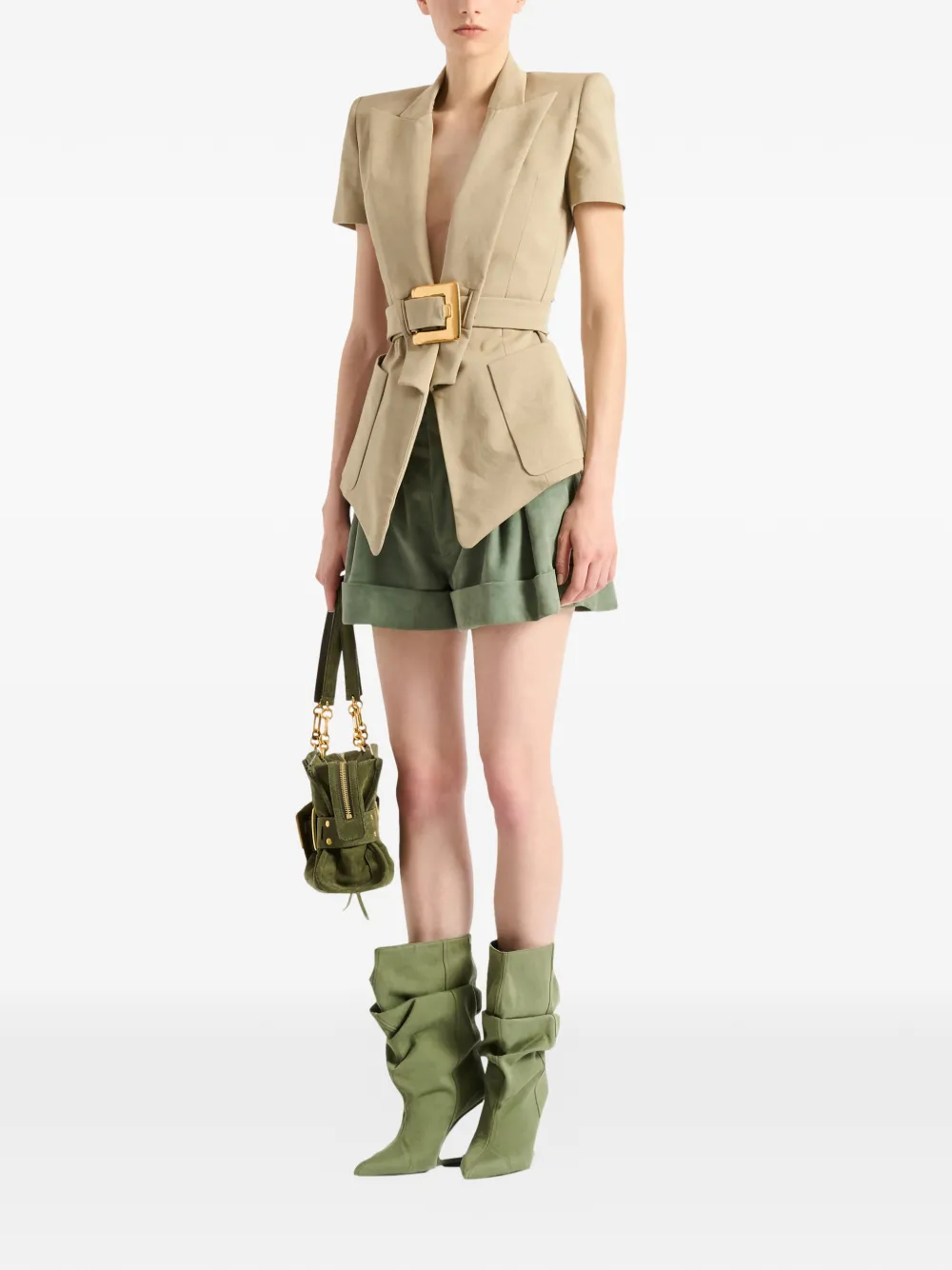 Balmain Anthem gabardine jack met ceintuur Beige