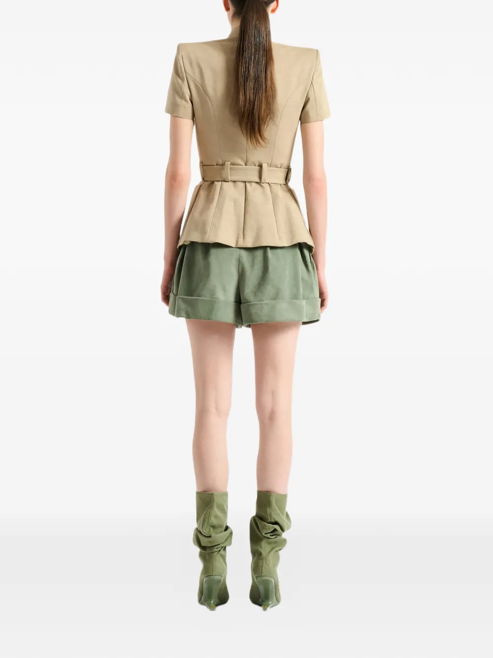Balmain Anthem gabardine jack met ceintuur Beige