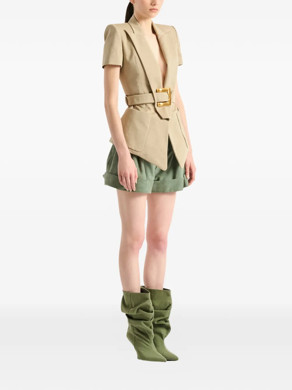 Balmain Anthem gabardine jack met ceintuur Beige