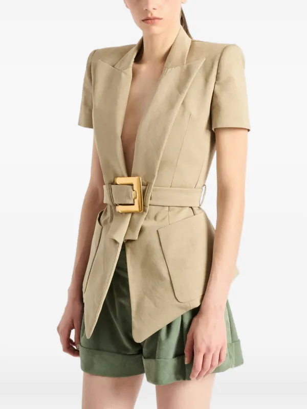 Balmain Belted Gabardine Anthem Jacket | Neutrals | FARFETCH