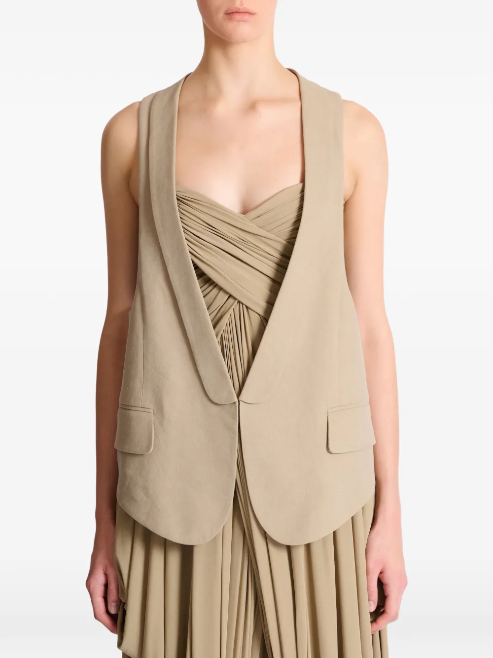 Balmain Gabardine katoenen top Beige