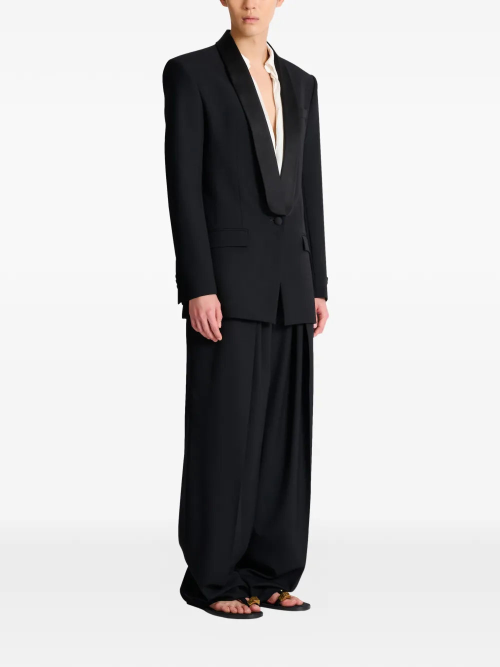  Balmain Single-breasted Shawl-lapel Blazer - Black 