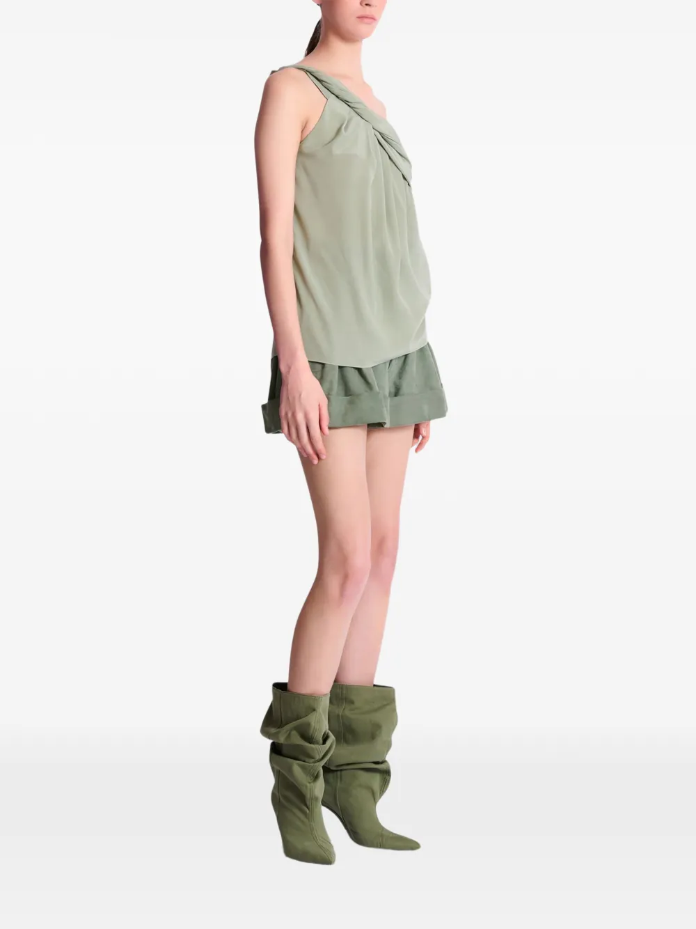  Balmain One-shoulder Blouse - Green 