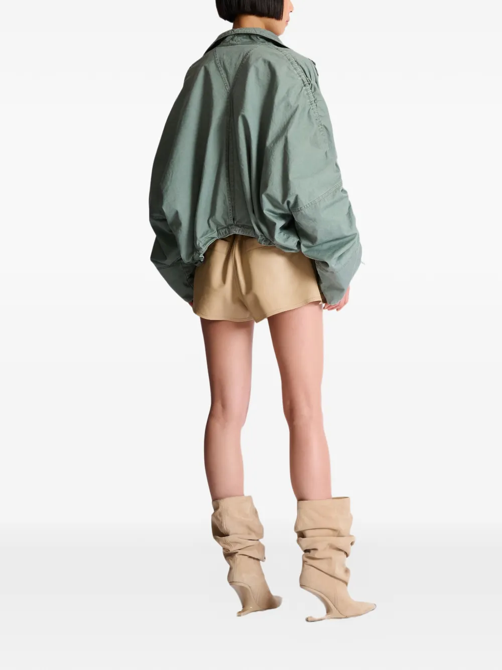 Balmain Jack met gesmockte mouwen en zakken Groen