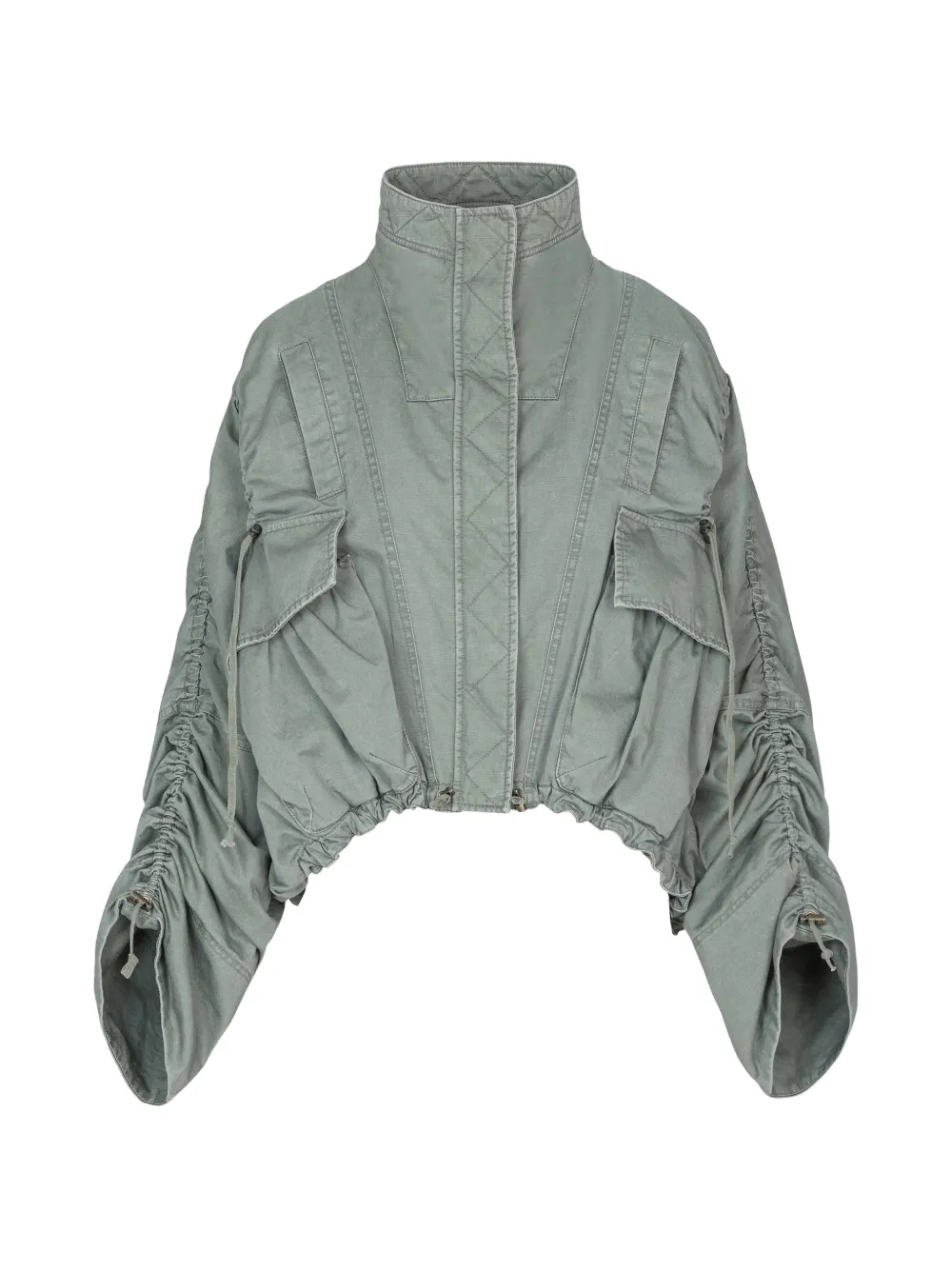 Balmain Jack met gesmockte mouwen en zakken Groen