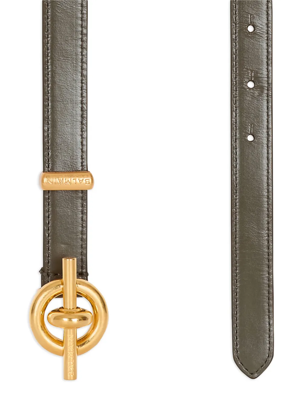  Balmain Leather T-bar Belt - Green 